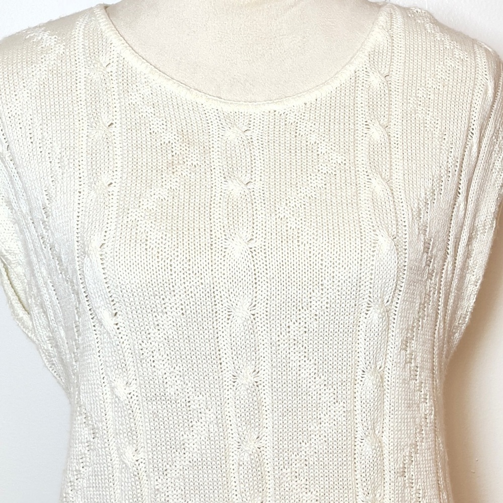 Vintage Sweaters USA Cable Knit Sleeveless Sweater Vest Made In USA Women’s Sm - Picture 4 of 10